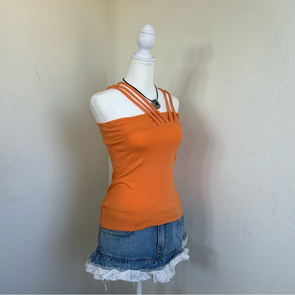 Y2K Vintage Orange One Shoulder Tank - Picture 3 of 16